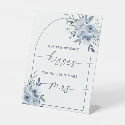 How Many Kisses Bridal Shower Dusty Blue Game Sign