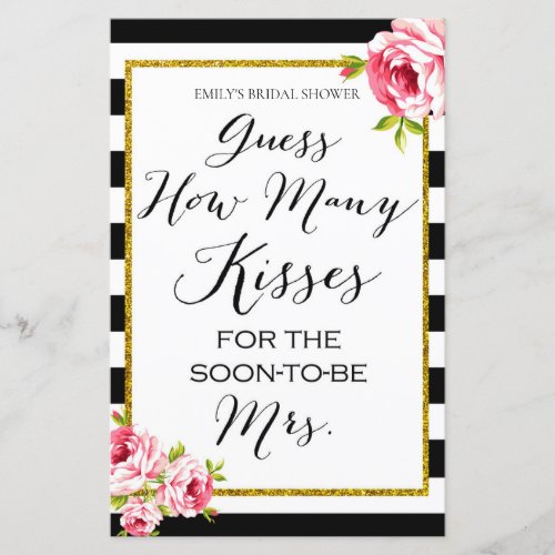 how many kisses _ Bridal Shower Game