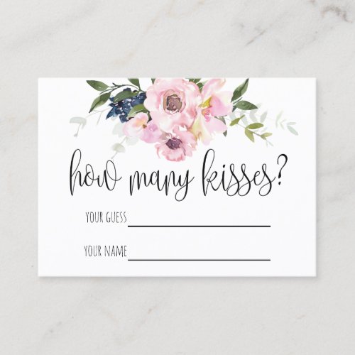 How Many Kisses Bridal Shower Game Card
