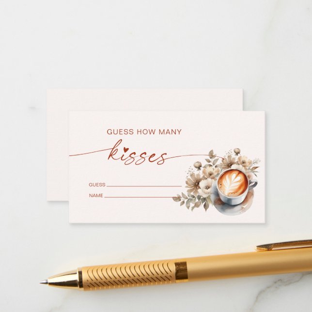 How Many Kisses Bridal Shower Game Enclosure Card (Front/Back In Situ)
