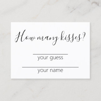 How Many Kisses Bridal Shower Game Guess Card