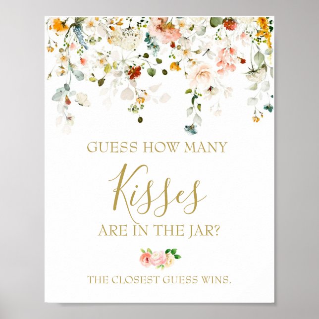How Many Kisses Bridal Shower Game Poster (Front)