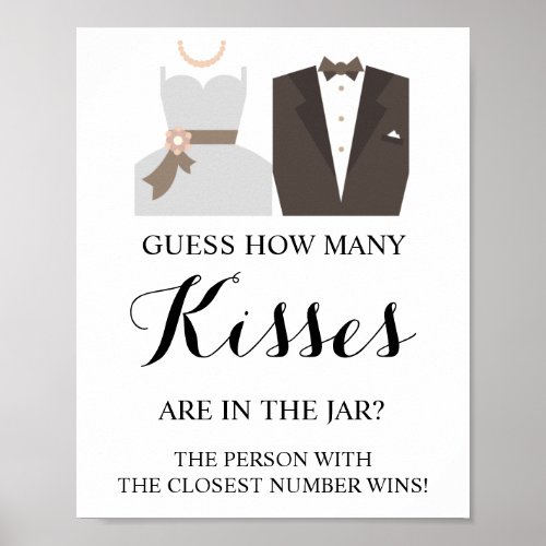 How Many Kisses Bridal Shower Game Sign