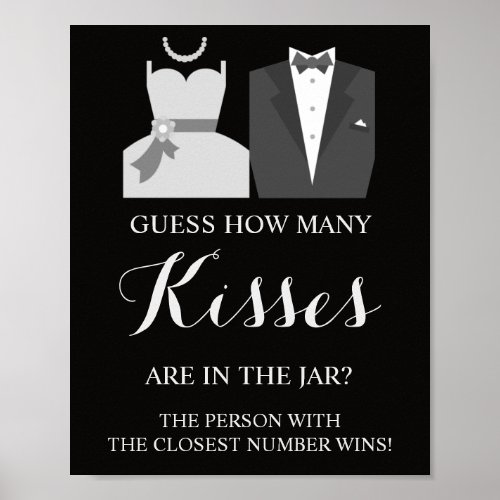 How Many Kisses Bridal Shower Game Sign