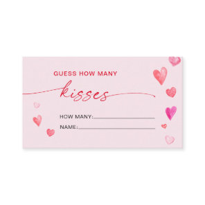How Many Kisses Bridal Shower Valentine's Game Enclosure Card