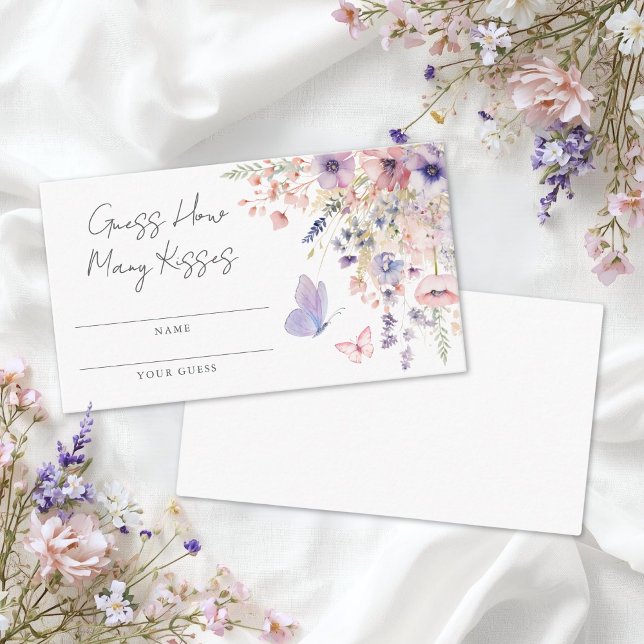 How Many Kisses Butterfly Wildflower Bridal Shower Enclosure Card (How Many Kisses Butterfly Wildflower Bridal Shower Enclosure Card)