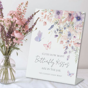 How Many Kisses Butterfly Wildflower Bridal Shower Pedestal Sign