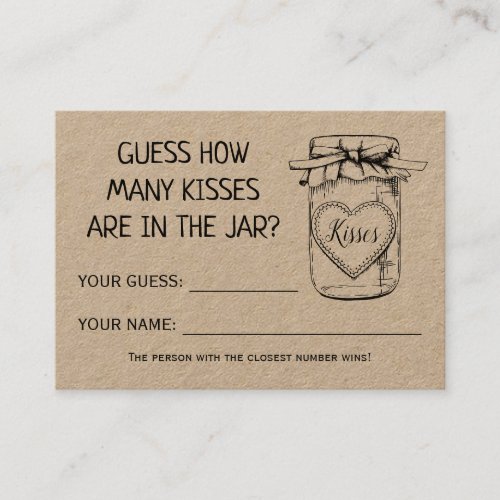 How many kisses english spanish shower game card