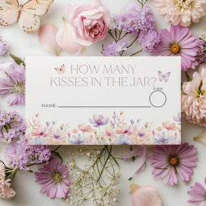 How many kisses Floral Butterfly Bridal Shower  Enclosure Card
