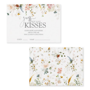 How Many Kisses Floral Elegant Bridal Shower Game Enclosure Card