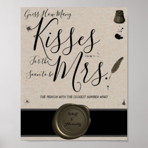 How Many Kisses for Mrs Pen & Inkwell Game Sign