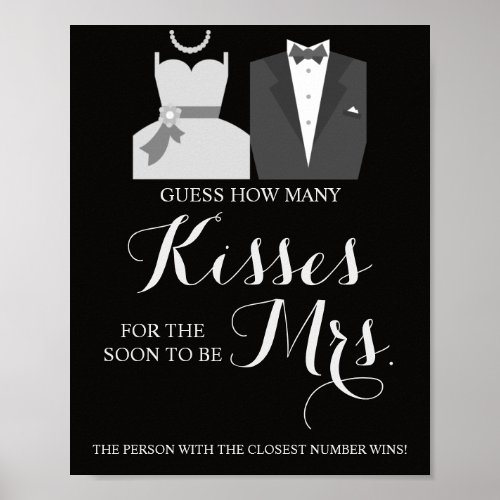 How Many Kisses for Mrs Shower Game Sign