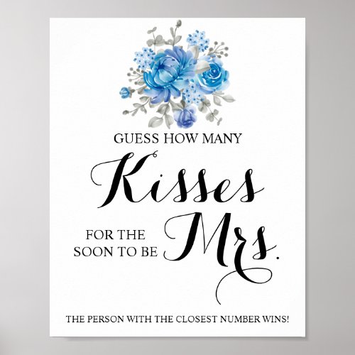 How Many Kisses for Mrs Shower Game Sign