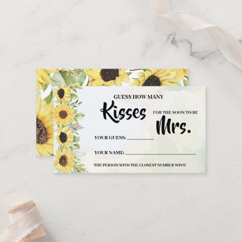 How Many Kisses for Mrs Sunflower Shower Game Card