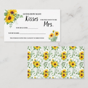 How Many Kisses for Mrs Sunflower Shower Game Card