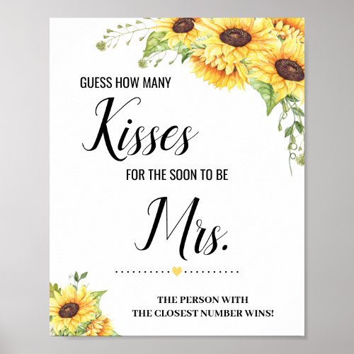 How many kisses for soon to be Mrs shower sign