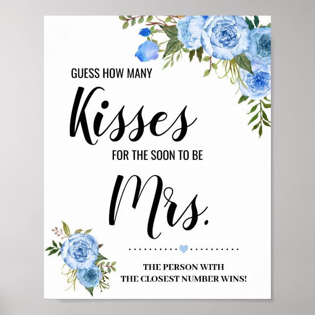 How many Kisses for soon to be Mrs Shower Sign (Front)