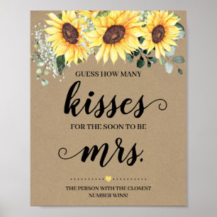 How Many Kisses for Soon to be Mrs Sunflowers Sign