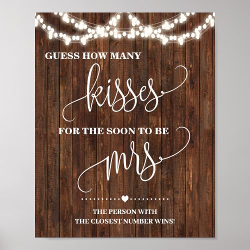 How many Kisses for soon to be Mrs Western Shower Poster