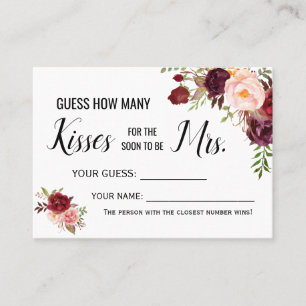 How many kisses for the soon to be Mrs game card