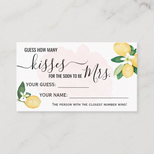 How Many Kisses for the Soon to be Mrs Game card