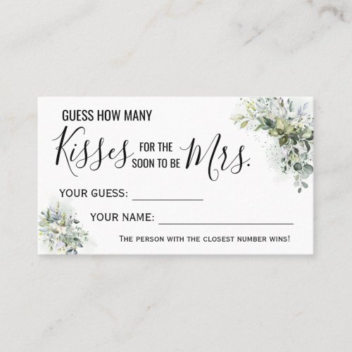 How many Kisses for the soon to be Mrs game card