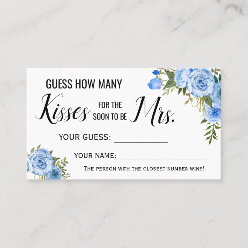How many Kisses for the Soon to be Mrs game card