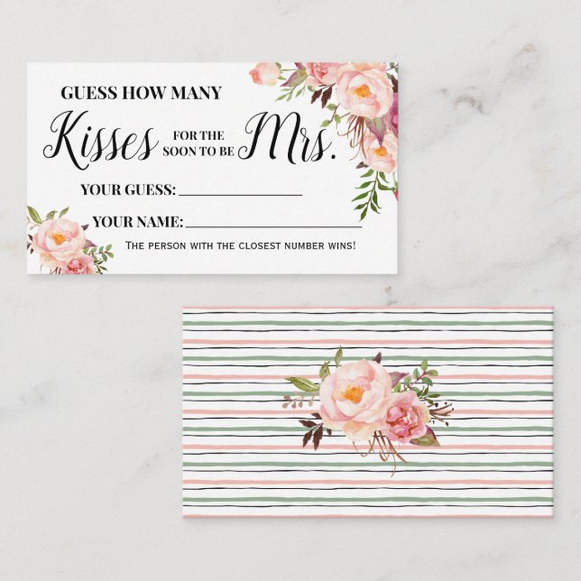 How Many Kisses for the Soon to be Mrs Game Card (Front/Back)
