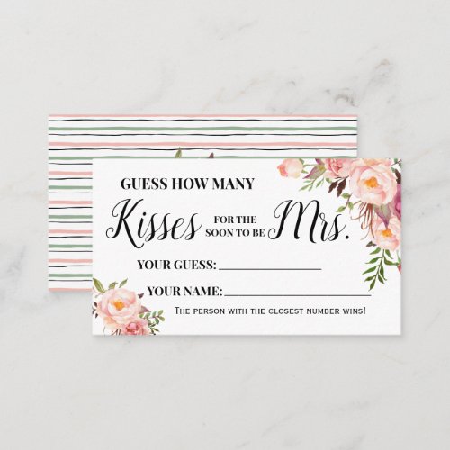 How Many Kisses for the Soon to be Mrs Game Card