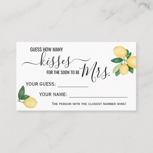 How many Kisses for the Soon to be Mrs game card