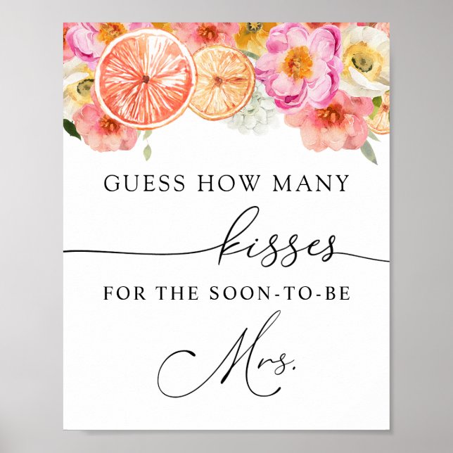 How Many Kisses for the Soon to be Mrs Sign (Front)