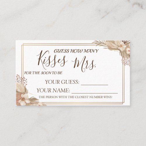 How many kisses for to be Mrs shower card game