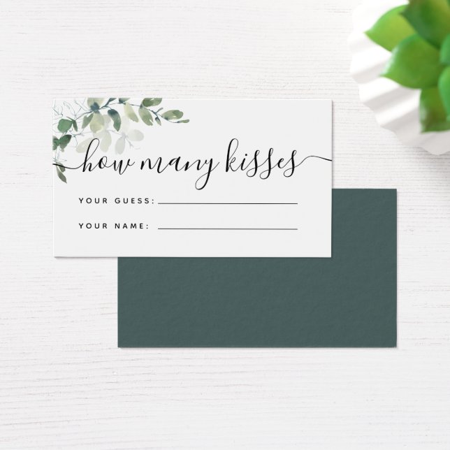 How Many Kisses Game Card Eucalyptus Bridal Shower (Desk)