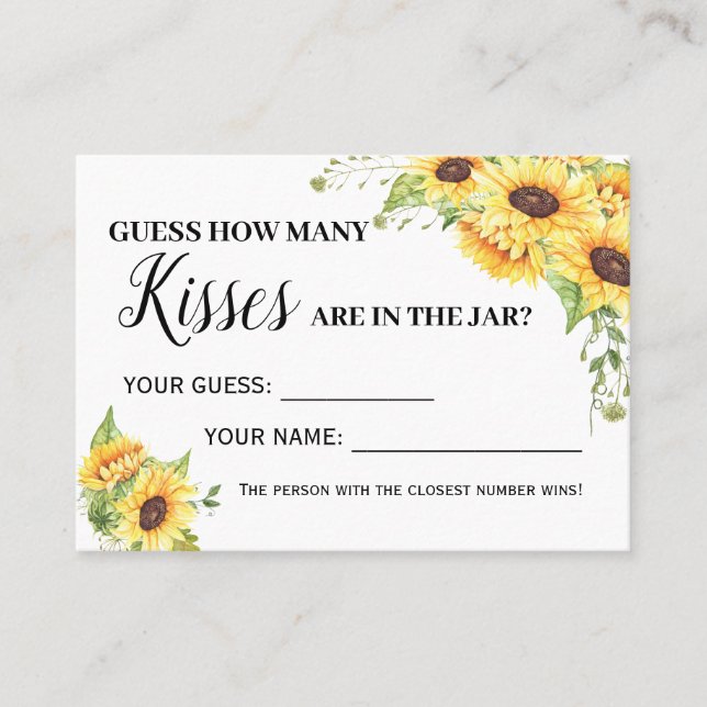 How many kisses game english spanish shower card (Front)