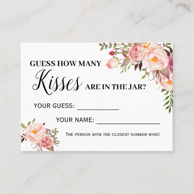 How many kisses game english spanish shower card (Front)