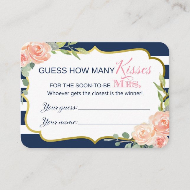 How Many Kisses Guessing Card (Front)
