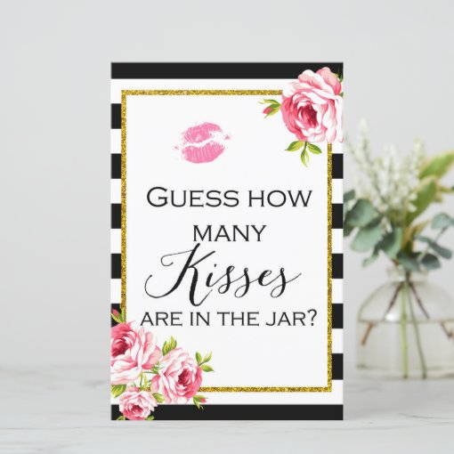 How Many Kisses in Jar Bridal Shower Game Zazzle