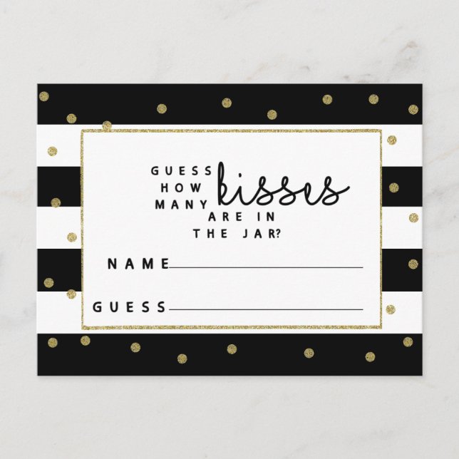 how many kisses in the jar game bridal shower postcard (Front)