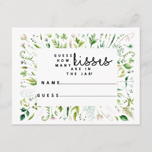 how many kisses in the jar game bridal shower postcard