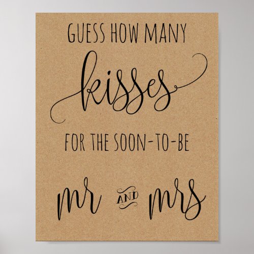 How Many Kisses Mr and Mrs Game Sign