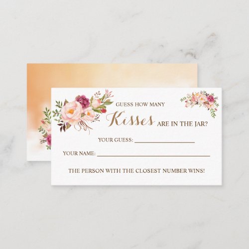 How Many Kisses Pink Bridal Shower game card