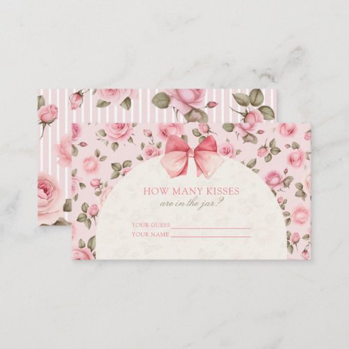 How Many Kisses Pink Rose Bridal Shower Enclosure Card