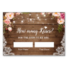 How Many Kisses Rustic Bridal Shower Game Card