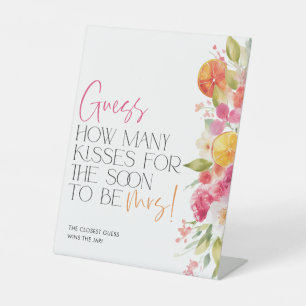 How Many Kisses Sign Bridal Shower Game Citrus