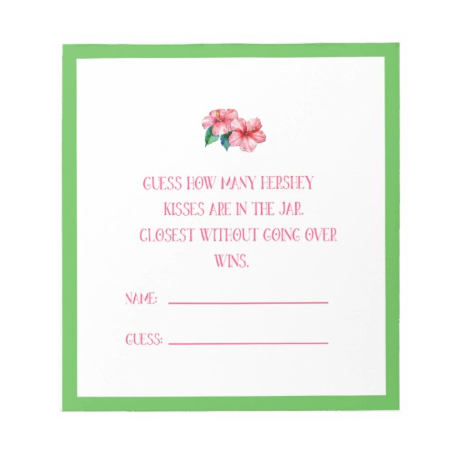 How Many Kisses Tropical Guessing Cards Notepad (Front)