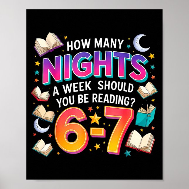 How Many Nights Reading 67 Funny Meme Six Seven Te Poster (Front)