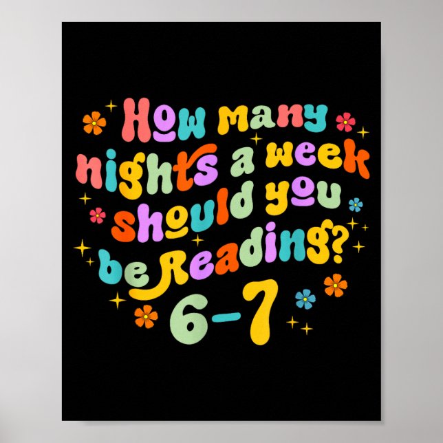 How Many Nights Reading 67 Funny Meme Six Seven Te Poster (Front)
