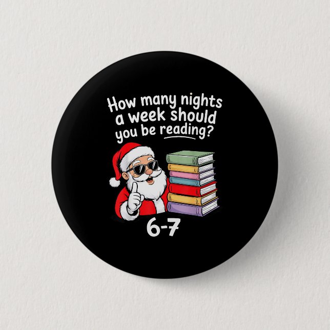 How Many Nights Reading Teacher 67 Christmas Six S Button (Front)