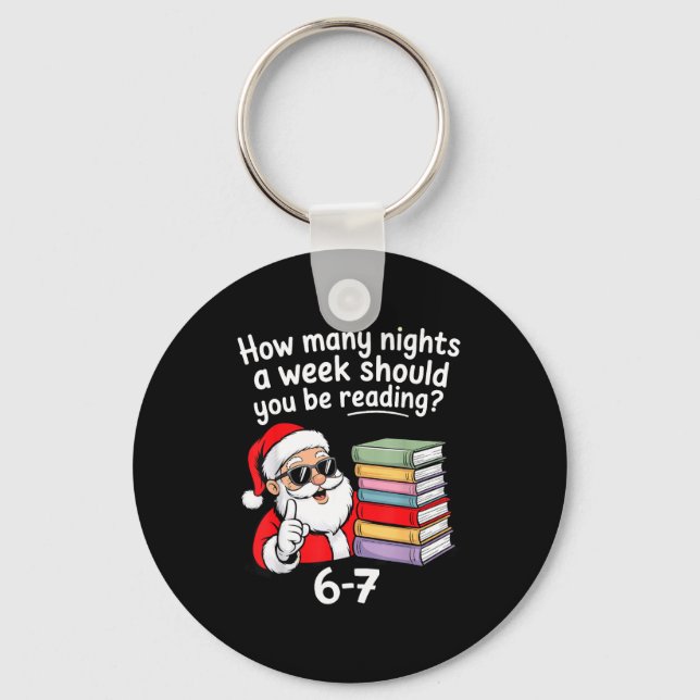 How Many Nights Reading Teacher 67 Christmas Six S Keychain (Front)