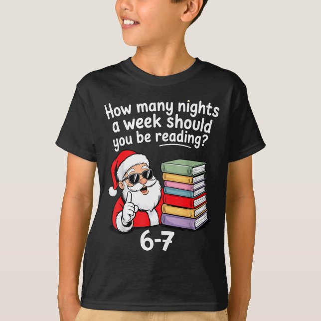 How Many Nights Reading Teacher 67 Christmas Six S T-Shirt (Front)